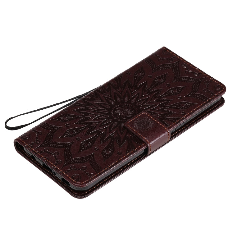 For LG V60 ThinQ 5G Embossed Sunflower Pattern Horizontal Flip PU Leather Case with Holder & Card Slots & Wallet & Lanyard