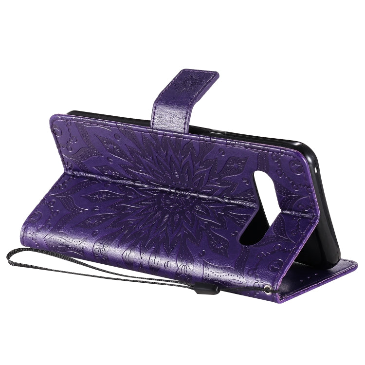 For LG V60 ThinQ 5G Embossed Sunflower Pattern Horizontal Flip PU Leather Case with Holder & Card Slots & Wallet & Lanyard