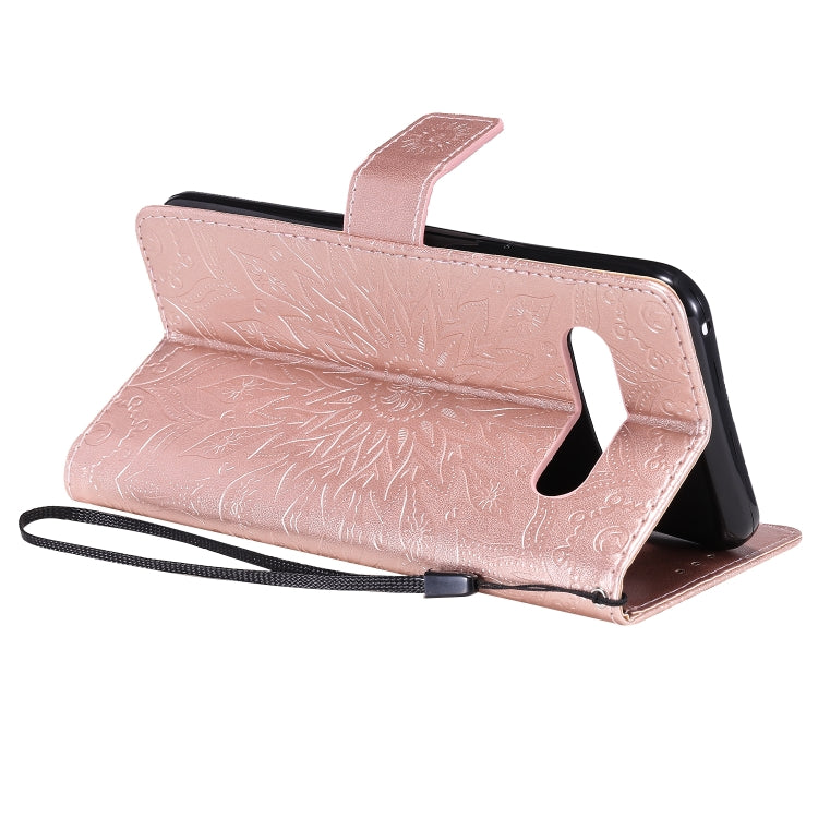 For LG V60 ThinQ 5G Embossed Sunflower Pattern Horizontal Flip PU Leather Case with Holder & Card Slots & Wallet & Lanyard