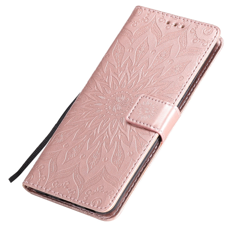 For LG V60 ThinQ 5G Embossed Sunflower Pattern Horizontal Flip PU Leather Case with Holder & Card Slots & Wallet & Lanyard