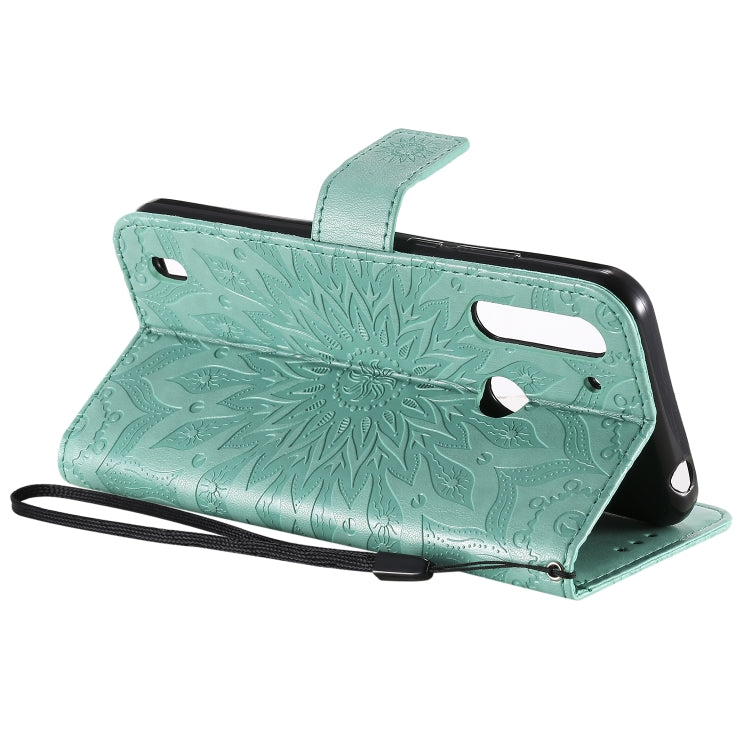 For Motorola Moto G8 Power Lite Embossed Sunflower Pattern Horizontal Flip PU Leather Case with Holder & Card Slots & Wallet & Lanyard