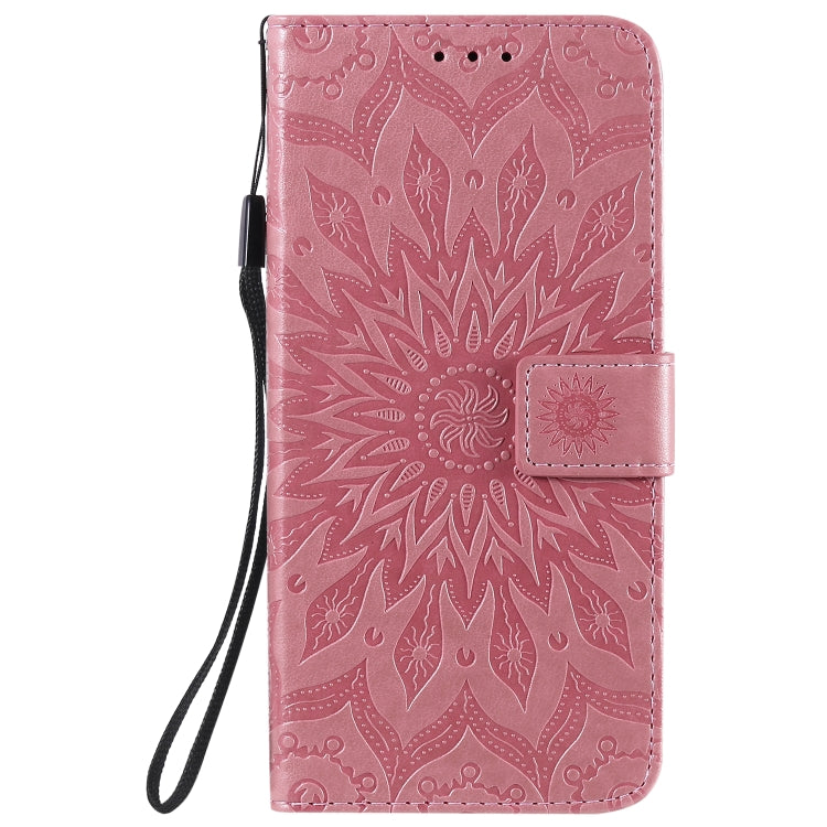 For Motorola Moto G8 Power Lite Embossed Sunflower Pattern Horizontal Flip PU Leather Case with Holder & Card Slots & Wallet & Lanyard