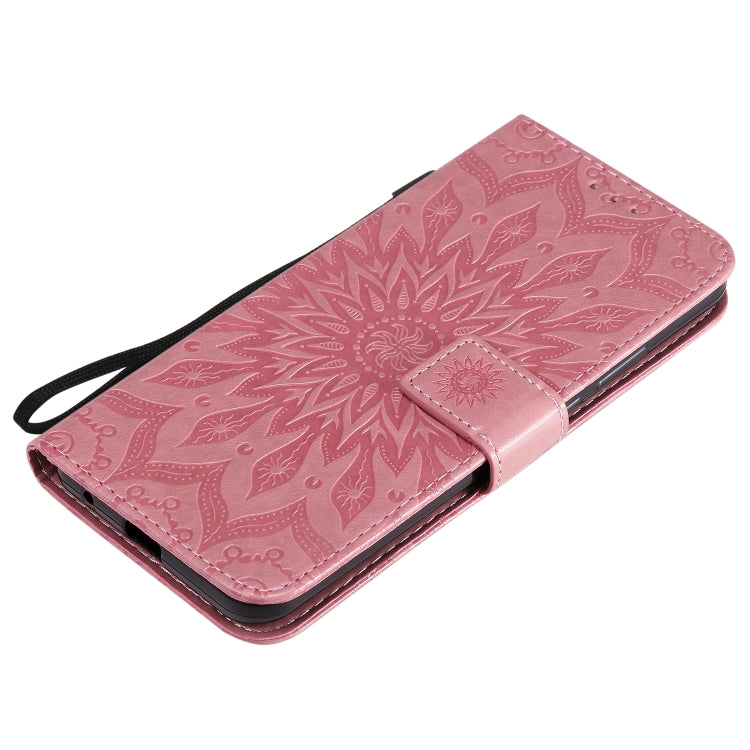 For Motorola Moto G8 Power Lite Embossed Sunflower Pattern Horizontal Flip PU Leather Case with Holder & Card Slots & Wallet & Lanyard