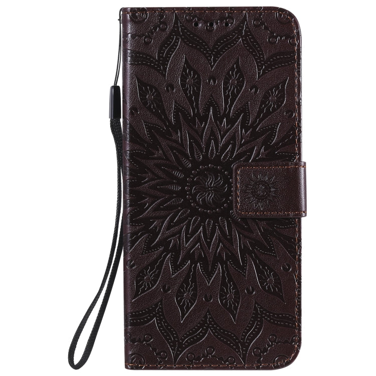For Motorola Moto G8 Power Lite Embossed Sunflower Pattern Horizontal Flip PU Leather Case with Holder & Card Slots & Wallet & Lanyard
