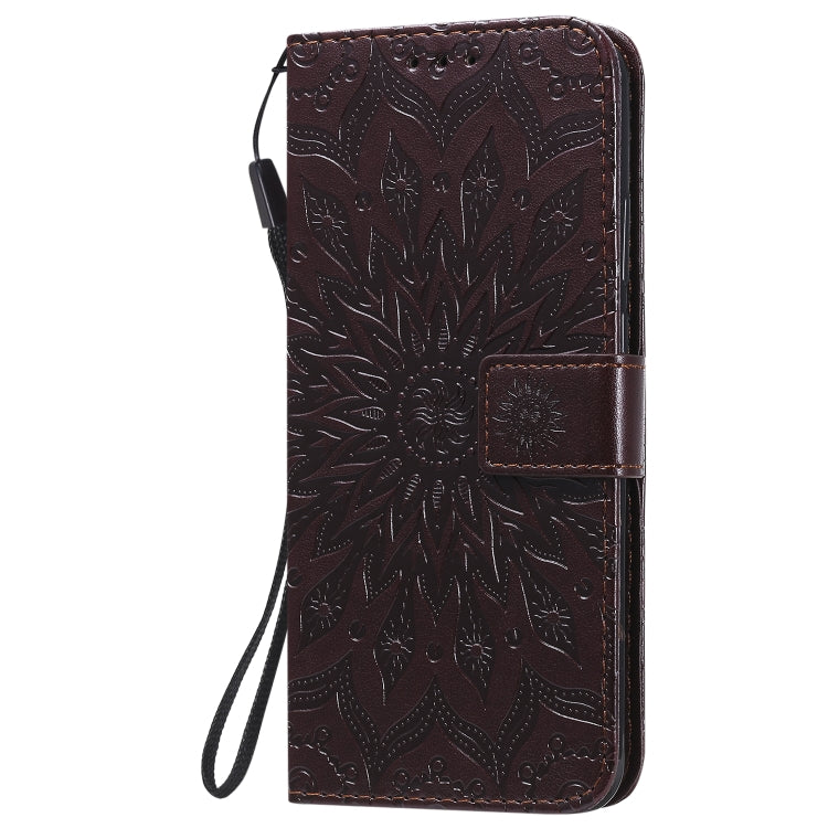 For Motorola Moto G8 Power Lite Embossed Sunflower Pattern Horizontal Flip PU Leather Case with Holder & Card Slots & Wallet & Lanyard