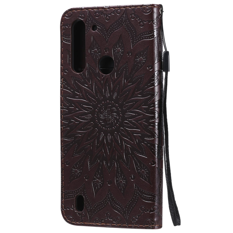 For Motorola Moto G8 Power Lite Embossed Sunflower Pattern Horizontal Flip PU Leather Case with Holder & Card Slots & Wallet & Lanyard