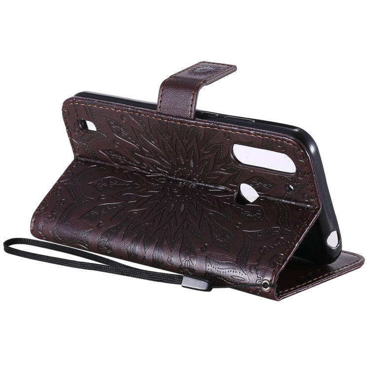 For Motorola Moto G8 Power Lite Embossed Sunflower Pattern Horizontal Flip PU Leather Case with Holder & Card Slots & Wallet & Lanyard