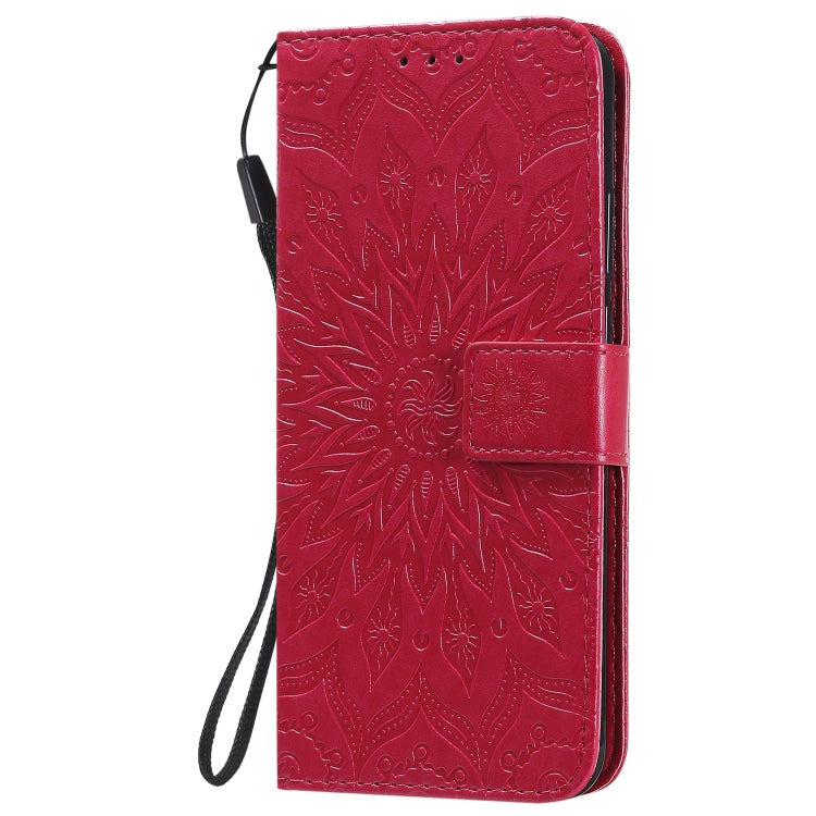 For Motorola Moto G8 Power Lite Embossed Sunflower Pattern Horizontal Flip PU Leather Case with Holder & Card Slots & Wallet & Lanyard