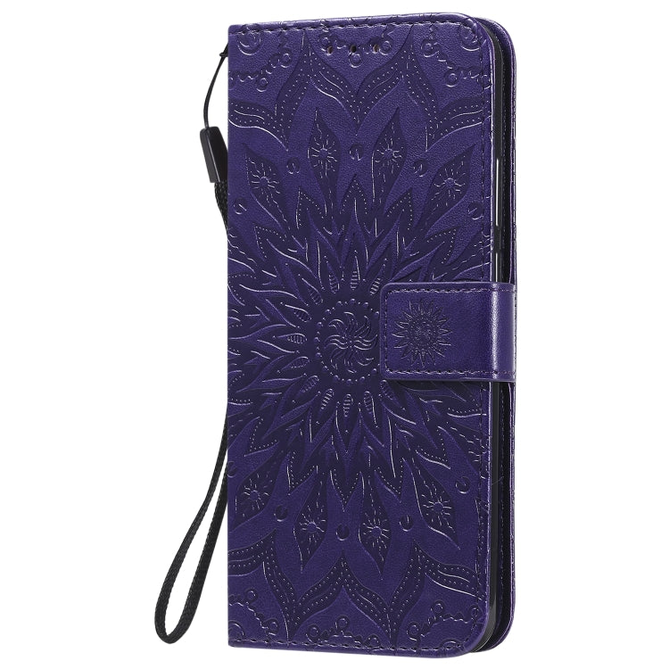 For Motorola Moto G8 Power Lite Embossed Sunflower Pattern Horizontal Flip PU Leather Case with Holder & Card Slots & Wallet & Lanyard