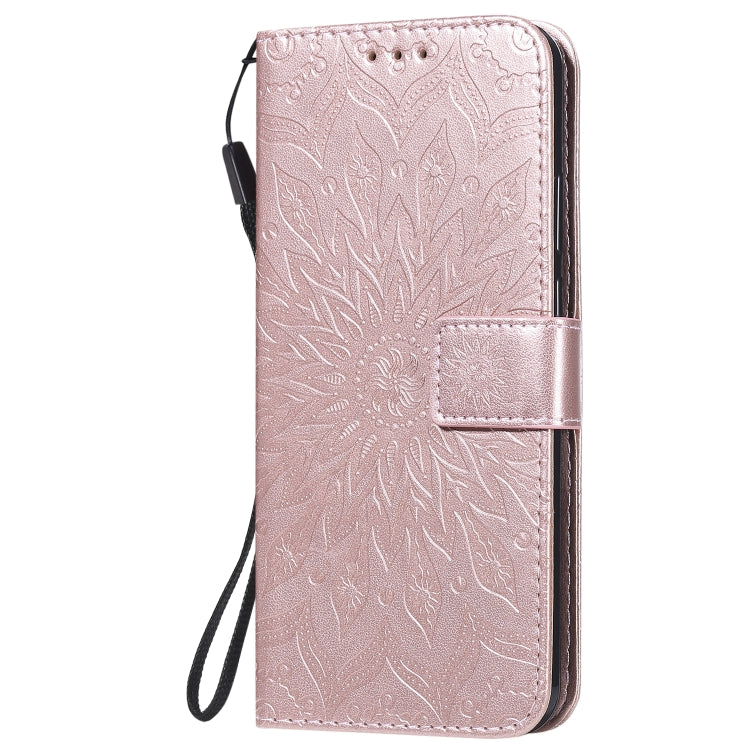 For Motorola Moto G8 Power Lite Embossed Sunflower Pattern Horizontal Flip PU Leather Case with Holder & Card Slots & Wallet & Lanyard