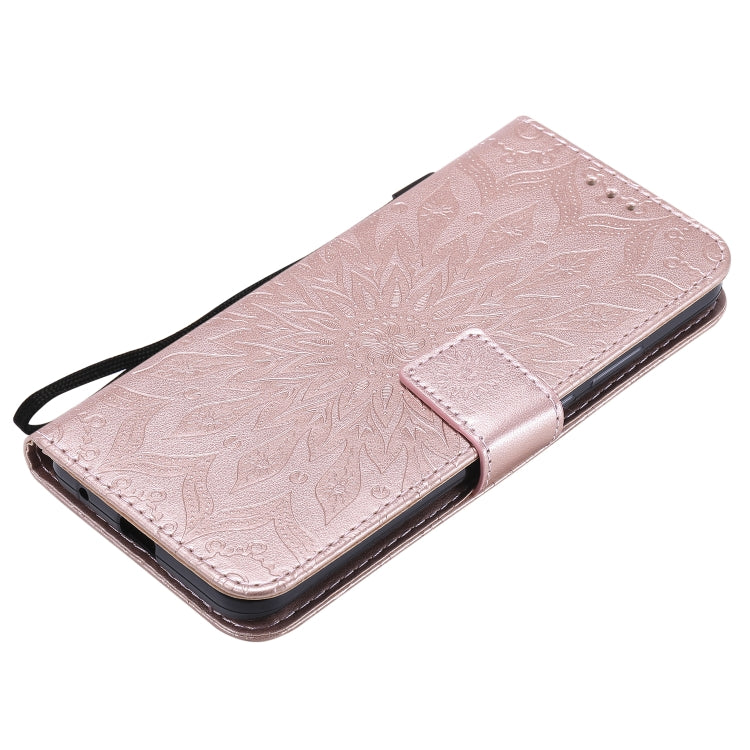 For Motorola Moto G8 Power Lite Embossed Sunflower Pattern Horizontal Flip PU Leather Case with Holder & Card Slots & Wallet & Lanyard