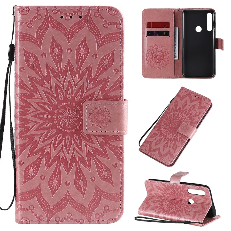 For Motorola Moto G Power Embossed Sunflower Pattern Horizontal Flip PU Leather Case with Holder & Card Slots & Wallet & Lanyard