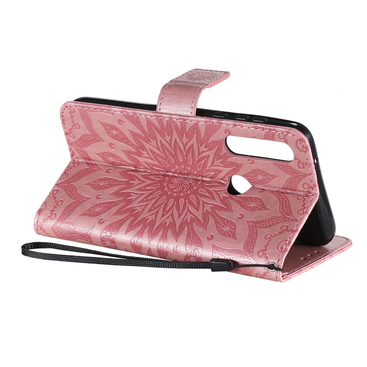 For Motorola Moto G Power Embossed Sunflower Pattern Horizontal Flip PU Leather Case with Holder & Card Slots & Wallet & Lanyard