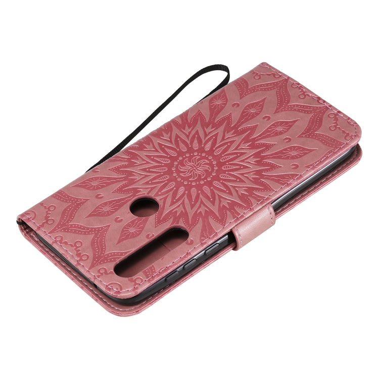 For Motorola Moto G Power Embossed Sunflower Pattern Horizontal Flip PU Leather Case with Holder & Card Slots & Wallet & Lanyard