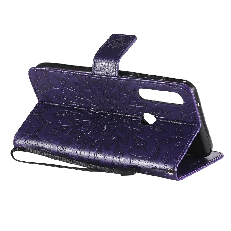 For Motorola Moto G Power Embossed Sunflower Pattern Horizontal Flip PU Leather Case with Holder & Card Slots & Wallet & Lanyard