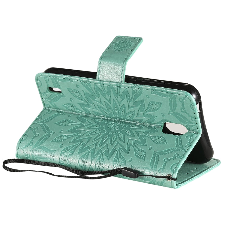 For Nokia 1.3 Embossed Sunflower Pattern Horizontal Flip PU Leather Case with Holder & Card Slots & Wallet & Lanyard
