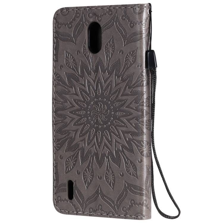 For Nokia 1.3 Embossed Sunflower Pattern Horizontal Flip PU Leather Case with Holder & Card Slots & Wallet & Lanyard