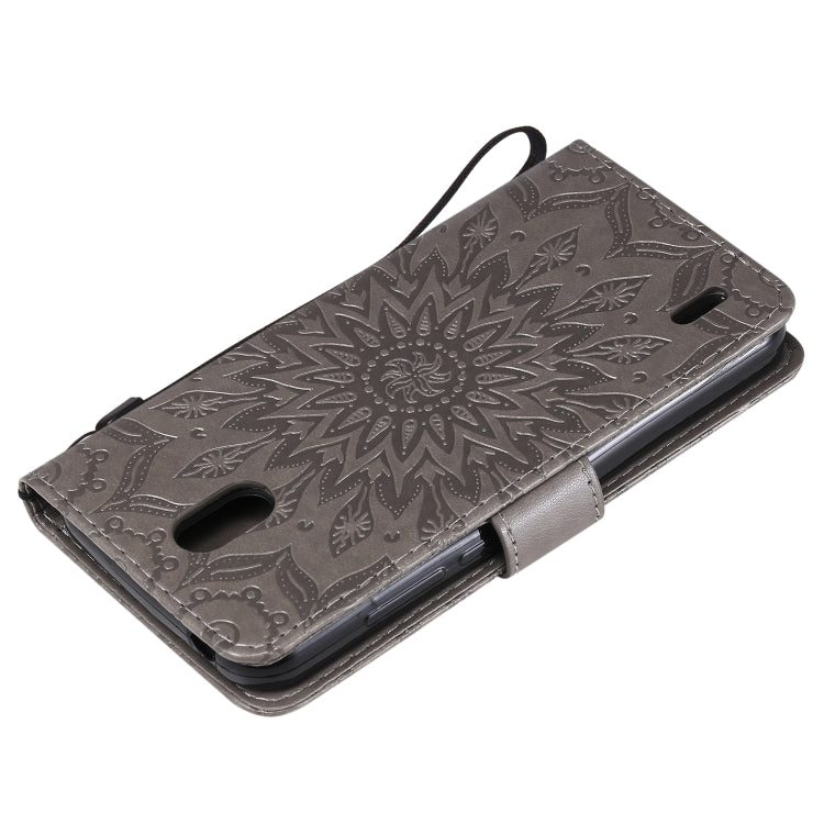 For Nokia 1.3 Embossed Sunflower Pattern Horizontal Flip PU Leather Case with Holder & Card Slots & Wallet & Lanyard