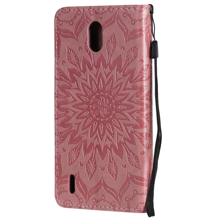 For Nokia 1.3 Embossed Sunflower Pattern Horizontal Flip PU Leather Case with Holder & Card Slots & Wallet & Lanyard