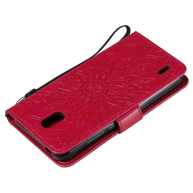 For Nokia 1.3 Embossed Sunflower Pattern Horizontal Flip PU Leather Case with Holder & Card Slots & Wallet & Lanyard