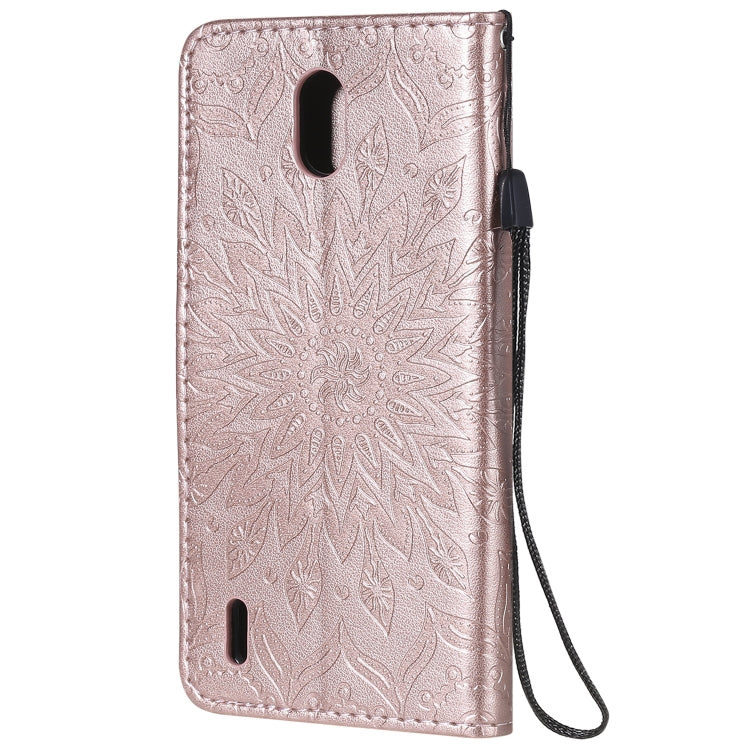 For Nokia 1.3 Embossed Sunflower Pattern Horizontal Flip PU Leather Case with Holder & Card Slots & Wallet & Lanyard