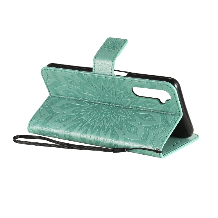 For OPPO Realme 6 Embossed Sunflower Pattern Horizontal Flip PU Leather Case with Holder & Card Slots & Wallet & Lanyard