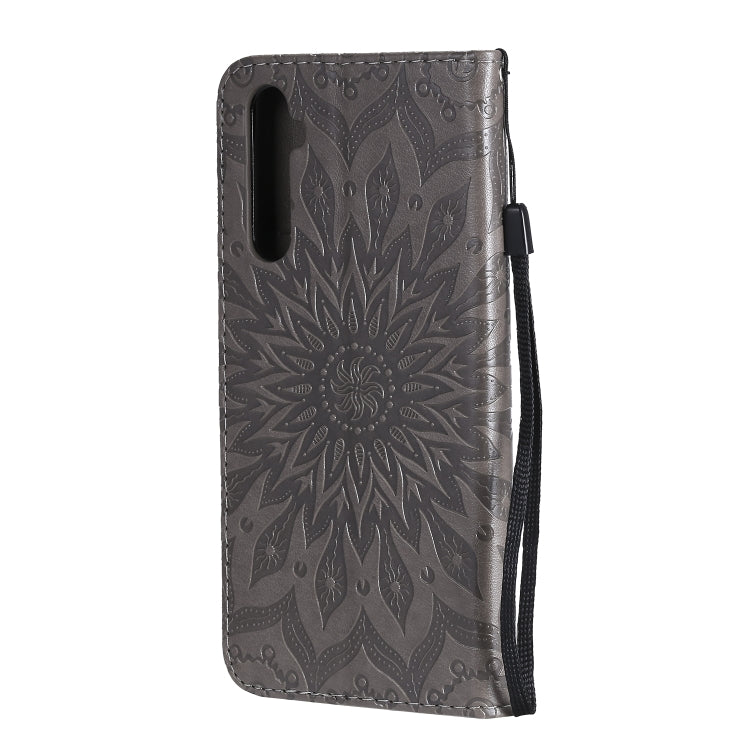For OPPO Realme 6 Embossed Sunflower Pattern Horizontal Flip PU Leather Case with Holder & Card Slots & Wallet & Lanyard