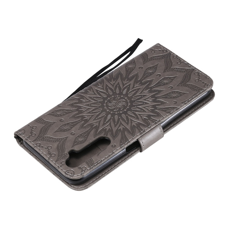 For OPPO Realme 6 Embossed Sunflower Pattern Horizontal Flip PU Leather Case with Holder & Card Slots & Wallet & Lanyard