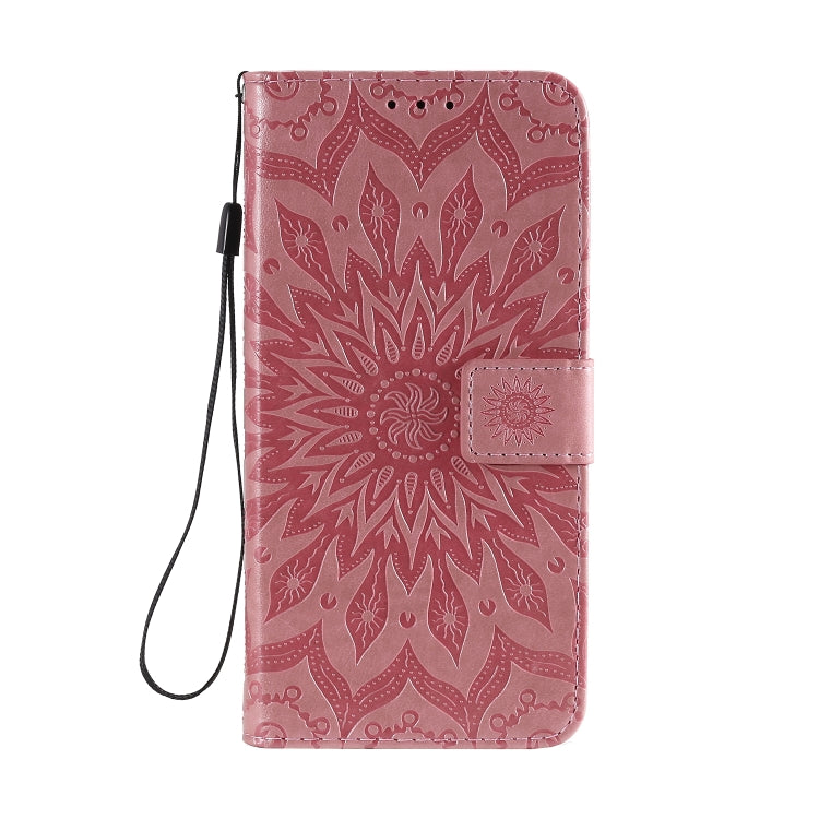 For OPPO Realme 6 Embossed Sunflower Pattern Horizontal Flip PU Leather Case with Holder & Card Slots & Wallet & Lanyard