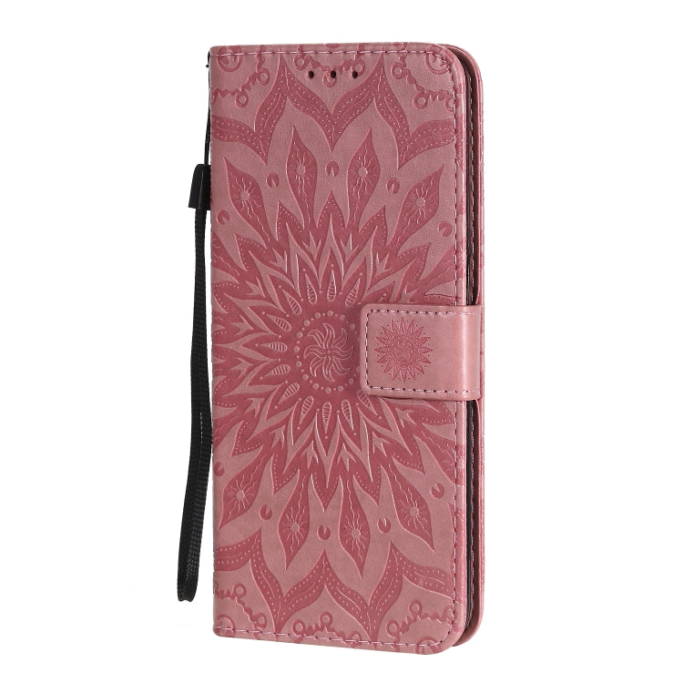 For OPPO Realme 6 Embossed Sunflower Pattern Horizontal Flip PU Leather Case with Holder & Card Slots & Wallet & Lanyard