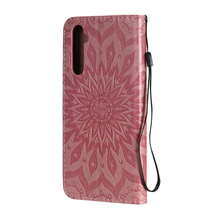 For OPPO Realme 6 Embossed Sunflower Pattern Horizontal Flip PU Leather Case with Holder & Card Slots & Wallet & Lanyard