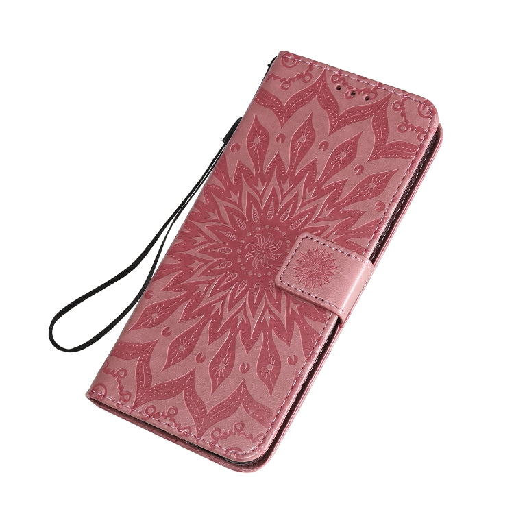 For OPPO Realme 6 Embossed Sunflower Pattern Horizontal Flip PU Leather Case with Holder & Card Slots & Wallet & Lanyard