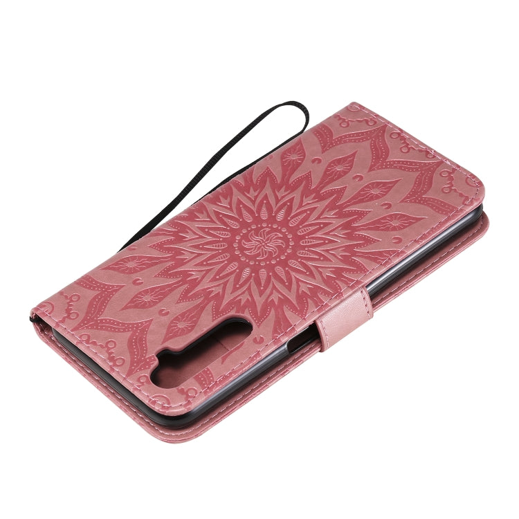 For OPPO Realme 6 Embossed Sunflower Pattern Horizontal Flip PU Leather Case with Holder & Card Slots & Wallet & Lanyard