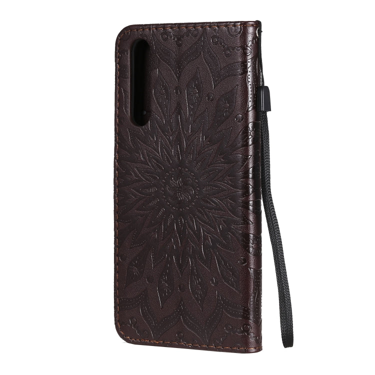 For OPPO Realme 6 Embossed Sunflower Pattern Horizontal Flip PU Leather Case with Holder & Card Slots & Wallet & Lanyard