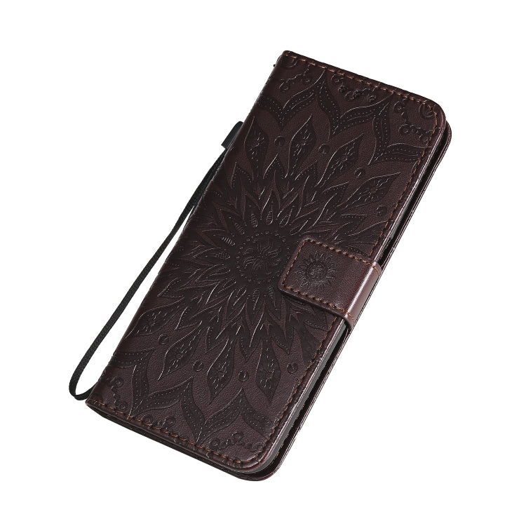 For OPPO Realme 6 Embossed Sunflower Pattern Horizontal Flip PU Leather Case with Holder & Card Slots & Wallet & Lanyard