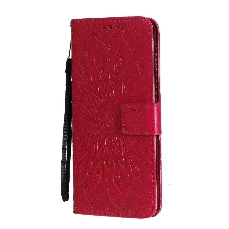 For OPPO Realme 6 Embossed Sunflower Pattern Horizontal Flip PU Leather Case with Holder & Card Slots & Wallet & Lanyard