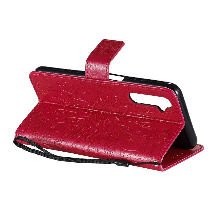 For OPPO Realme 6 Embossed Sunflower Pattern Horizontal Flip PU Leather Case with Holder & Card Slots & Wallet & Lanyard