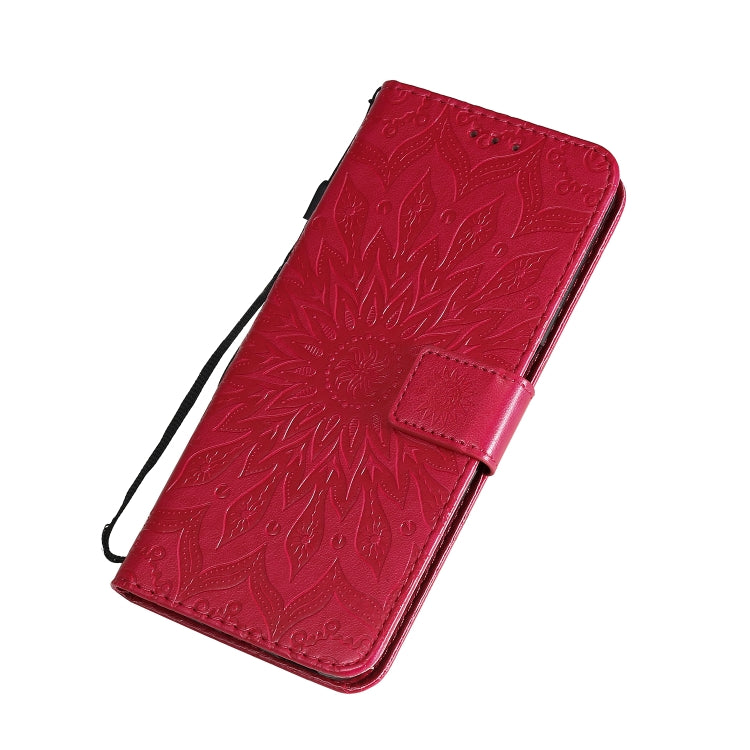 For OPPO Realme 6 Embossed Sunflower Pattern Horizontal Flip PU Leather Case with Holder & Card Slots & Wallet & Lanyard