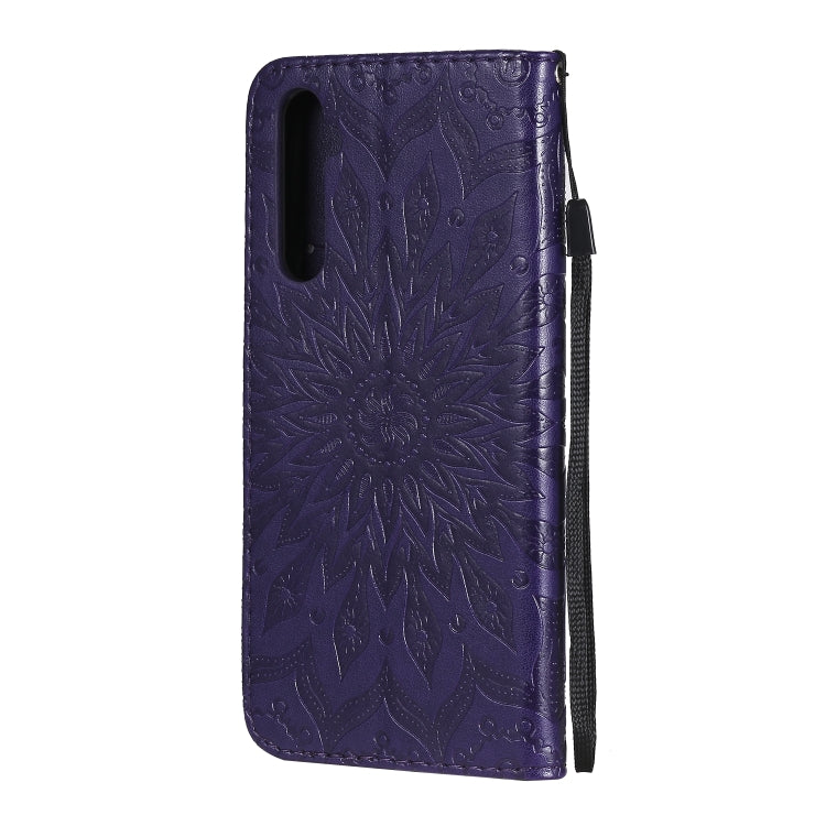 For OPPO Realme 6 Embossed Sunflower Pattern Horizontal Flip PU Leather Case with Holder & Card Slots & Wallet & Lanyard