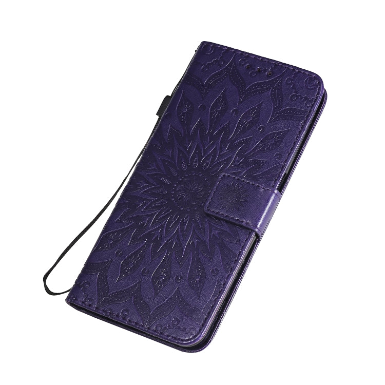 For OPPO Realme 6 Embossed Sunflower Pattern Horizontal Flip PU Leather Case with Holder & Card Slots & Wallet & Lanyard
