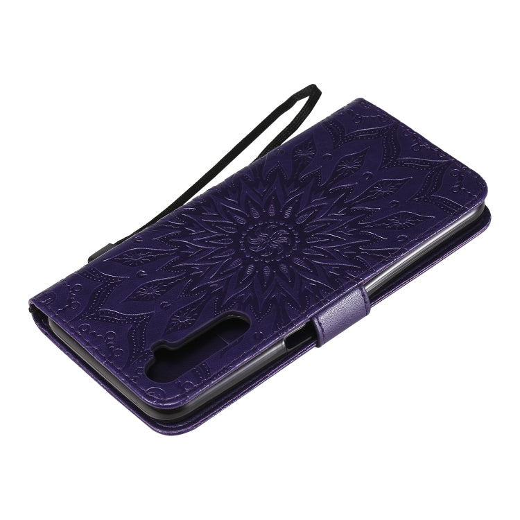 For OPPO Realme 6 Embossed Sunflower Pattern Horizontal Flip PU Leather Case with Holder & Card Slots & Wallet & Lanyard