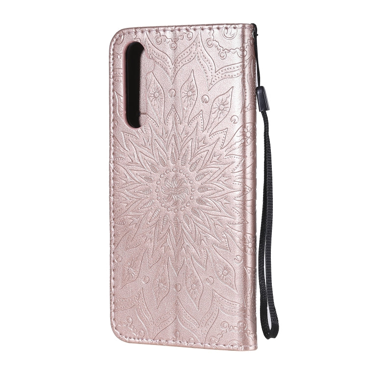For OPPO Realme 6 Embossed Sunflower Pattern Horizontal Flip PU Leather Case with Holder & Card Slots & Wallet & Lanyard