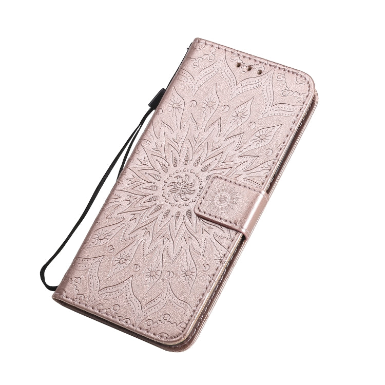 For OPPO Realme 6 Embossed Sunflower Pattern Horizontal Flip PU Leather Case with Holder & Card Slots & Wallet & Lanyard