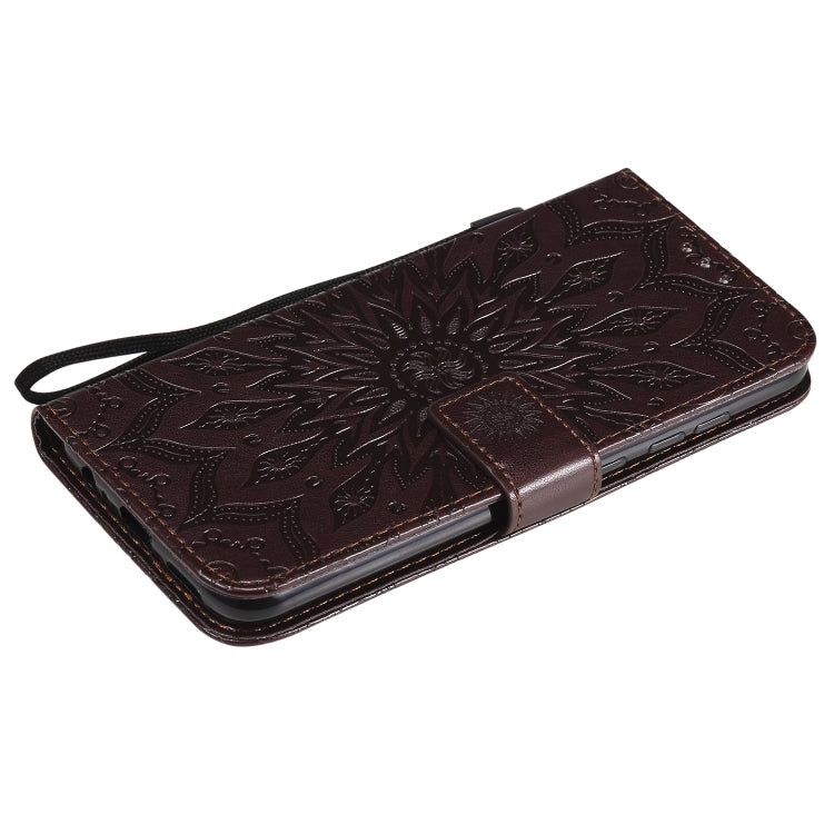 For Xiaomi Redmi Note 9/Redmi 10X 4G Embossed Sunflower Pattern Horizontal Flip PU Leather Case with Holder & Card Slots & Wallet & Lanyard