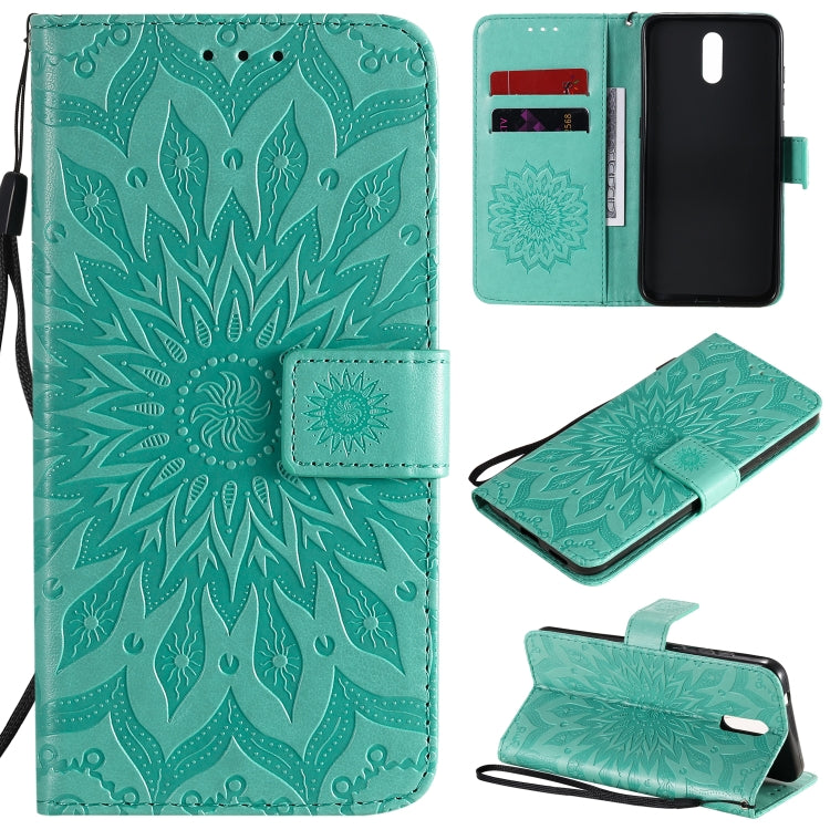 For Nokia 2.3 Embossed Sunflower Pattern Horizontal Flip PU Leather Case with Holder & Card Slots & Wallet & Lanyard