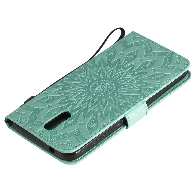 For Nokia 2.3 Embossed Sunflower Pattern Horizontal Flip PU Leather Case with Holder & Card Slots & Wallet & Lanyard