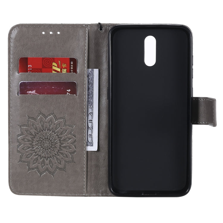 For Nokia 2.3 Embossed Sunflower Pattern Horizontal Flip PU Leather Case with Holder & Card Slots & Wallet & Lanyard
