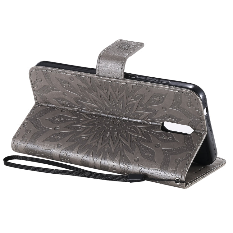 For Nokia 2.3 Embossed Sunflower Pattern Horizontal Flip PU Leather Case with Holder & Card Slots & Wallet & Lanyard