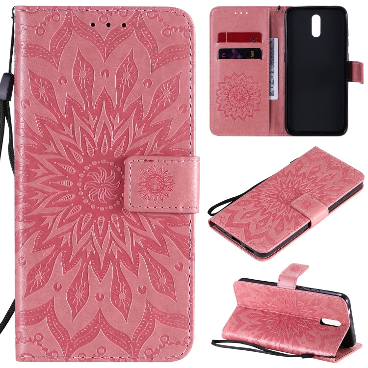 For Nokia 2.3 Embossed Sunflower Pattern Horizontal Flip PU Leather Case with Holder & Card Slots & Wallet & Lanyard