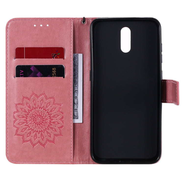 For Nokia 2.3 Embossed Sunflower Pattern Horizontal Flip PU Leather Case with Holder & Card Slots & Wallet & Lanyard